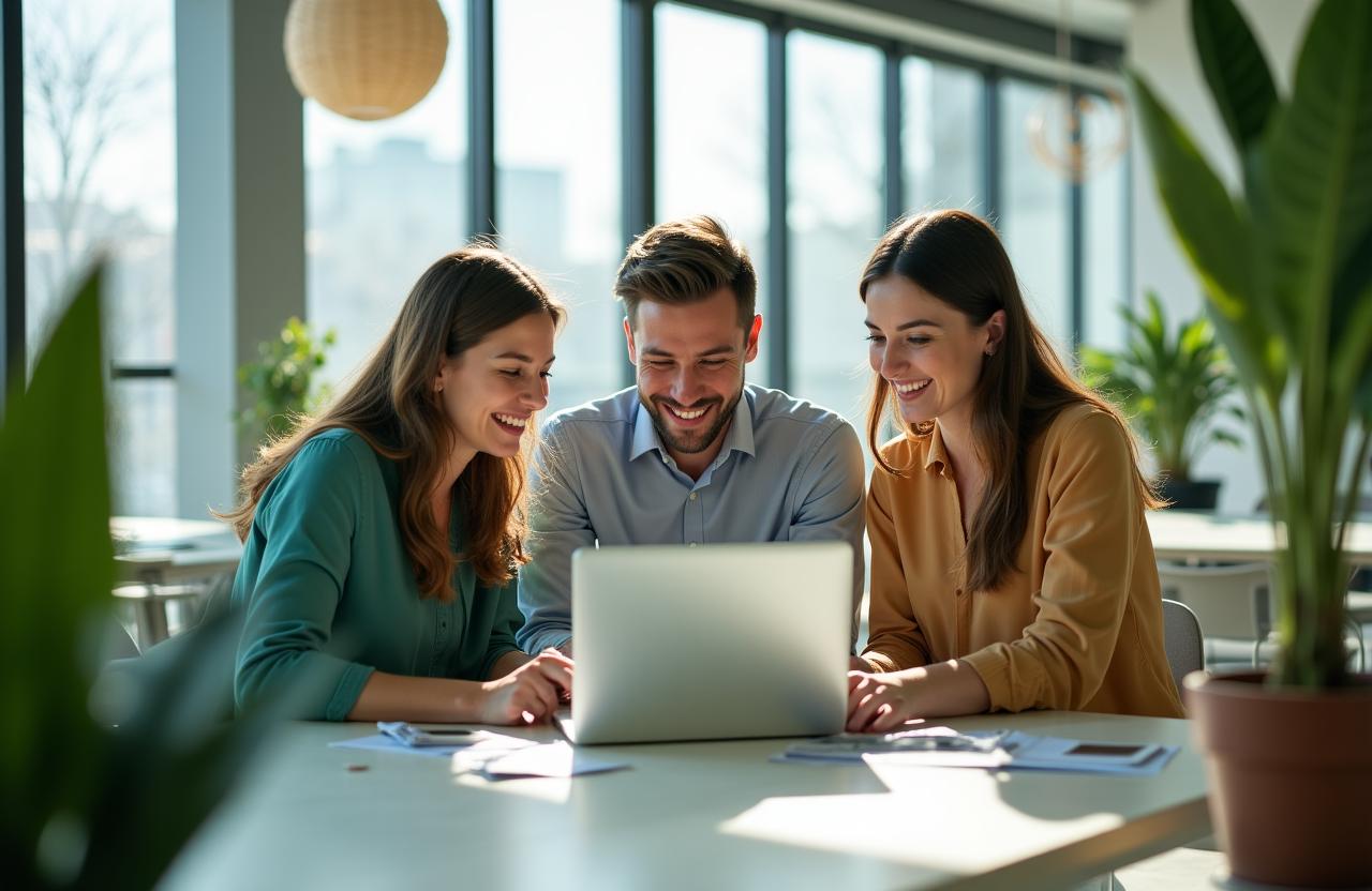 Das Team von GipfelKredit in einem hellen, modernen Büro